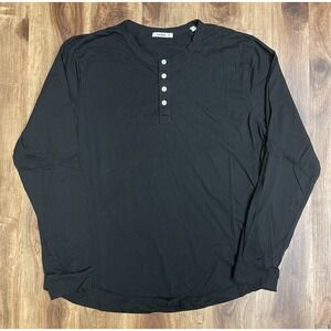 Buck Mason Curved Hem Long Sleeve Henley T-Shirt Classic Cotton Men's XL